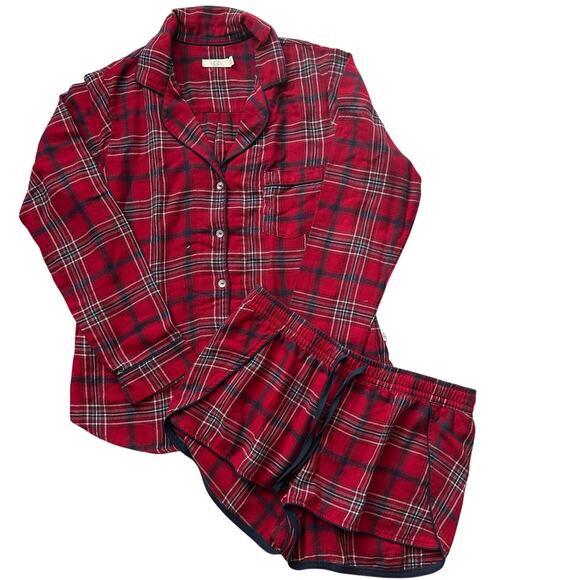 Ugg Red Plaid Button Down Long Sleeve/Shorts Pajama Set- M - Picture 1 of 13